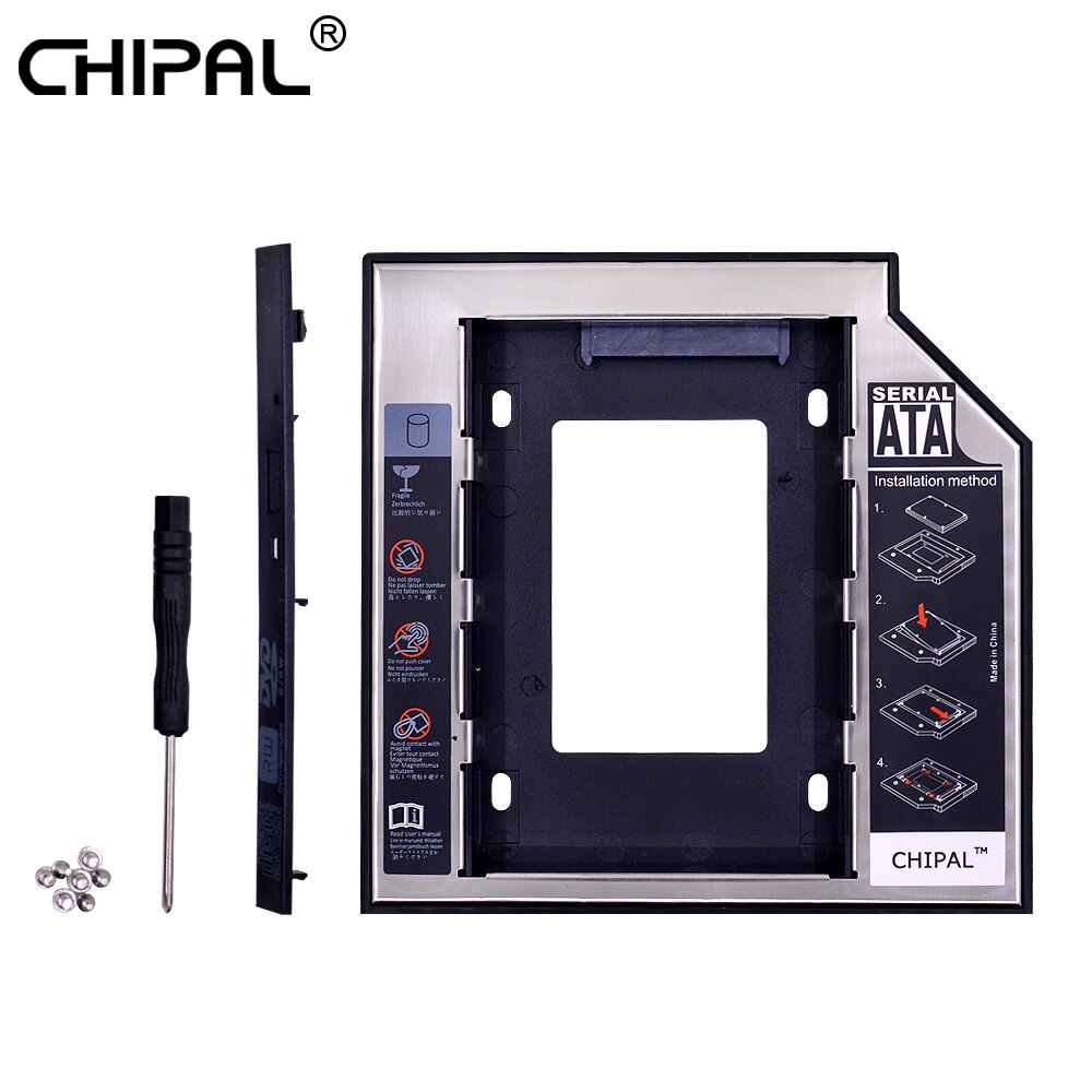 CHIPAL 범용 SATA 3.0 두 번째 HDD 캐디 9.5mm 9.5 &SSD HDD 하드 디스크 케이스 LED 노트북 ODD DVD/CD-ROM Optibay